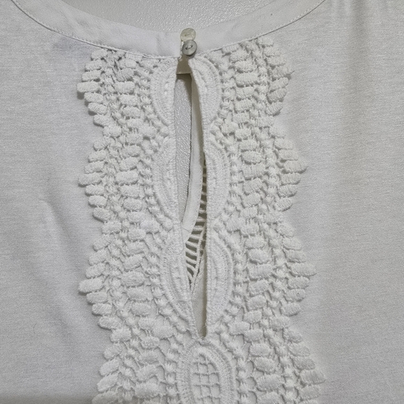 PALE SKY Quin Sleeveless Lace Crochet Flowy Boho Elegant Evening‎ Top L Ivory - Picture 8 of 14